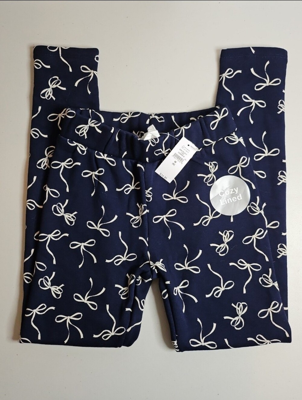 GAP Kids Navy Blue Leggings Cozy Lined Bow Leggings Size 8 Medium